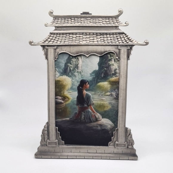 Samurai Temple Framed Art Woman Meditating‎ Fantasy Oil Painting Print - Picture 2 of 12